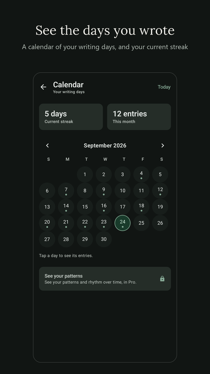 Calendar marking the days you wrote
